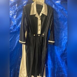 Elegant Black and White Striped Dress